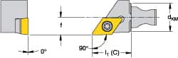 Kennametal - Right Hand Cut, Size KM12, DCMT 32.52 Insert Compatiblity, External Modular Turning & Profiling Cutting Unit Head - 8mm Ctr to Cutting Edge, 20mm Head Length, Through Coolant, Series Micro Screw-On - Exact Tooling