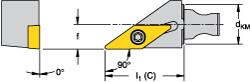 Kennametal - Right Hand Cut, Size KM12, VB.. 1103 Insert Compatiblity, External Modular Turning & Profiling Cutting Unit Head - 8mm Ctr to Cutting Edge, 20mm Head Length, Through Coolant, Series Micro Screw-On - Exact Tooling