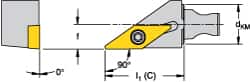 Kennametal - Left Hand Cut, Size KM16, VBMT 160408 Insert Compatiblity, External Modular Turning & Profiling Cutting Unit Head - 10mm Ctr to Cutting Edge, 30mm Head Length, Through Coolant, Series Micro Screw-On - Exact Tooling