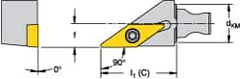 Kennametal - Left Hand Cut, Size KM16, VBMT 160408 Insert Compatiblity, External Modular Turning & Profiling Cutting Unit Head - 10mm Ctr to Cutting Edge, 30mm Head Length, Through Coolant, Series Micro Screw-On - Exact Tooling