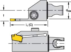 Kennametal - System Size KM16, Right Hand Cut, Modular Cutoff Cutting Unit Head - 1.181" Head Length, 0.669" Center to Cutting Edge, Series Micro A2 - Exact Tooling