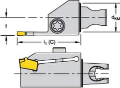 Kennametal - System Size KM16, Right Hand Cut, Modular Cutoff Cutting Unit Head - A2S A2 Insert Style, 1.181" Head Length, 0.472" Center to Cutting Edge, Series Micro A2 - Exact Tooling
