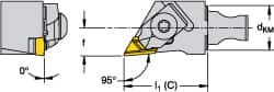 Kennametal - Right Hand Cut, Size KM16, NKL Insert Compatiblity, Modular Turning & Profiling Cutting Unit Head - 10mm Ctr to Cutting Edge, 30mm Head Length, Through Coolant, Series Micro Top Notch - Exact Tooling