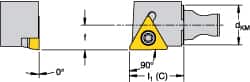Kennametal - Right Hand Cut, Size KM16, TCMT 16T308 Insert Compatiblity, External Modular Turning & Profiling Cutting Unit Head - 10mm Ctr to Cutting Edge, 20mm Head Length, Through Coolant, Series Micro Screw-On - Exact Tooling