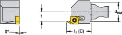 Kennametal - Right Hand Cut, Size KM12, SSP Insert Compatiblity, Modular Turning & Profiling Cutting Unit Head - 5.35mm Ctr to Cutting Edge, 15mm Head Length, Through Coolant, Series Micro Backturning - Exact Tooling