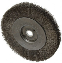 Weiler - 4" OD, 1/2" Arbor Hole, Crimped Stainless Steel Wheel Brush - 1/2" Face Width, 7/8" Trim Length, 0.006" Filament Diam, 12,500 RPM - Exact Tooling