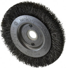 Weiler - 3" OD, 1/2" Arbor Hole, Crimped Steel Wheel Brush - 7/16" Face Width, 1/2" Trim Length, 0.008" Filament Diam, 12,500 RPM - Exact Tooling