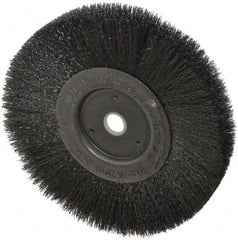 Weiler - 6" OD, 5/8" Arbor Hole, Crimped Steel Wheel Brush - 1/2" Face Width, 1-7/16" Trim Length, 0.006" Filament Diam, 6,000 RPM - Exact Tooling