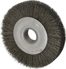 Weiler - 10" OD, 2" Arbor Hole, Crimped Steel Wheel Brush - 1-5/8" Face Width, 1-7/8" Trim Length, 0.014" Filament Diam, 4,000 RPM - Exact Tooling