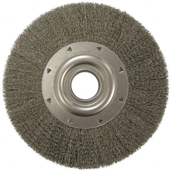 Weiler - 12" OD, 2" Arbor Hole, Crimped Steel Wheel Brush - 2" Face Width, 2-7/8" Trim Length, 0.0118" Filament Diam, 3,000 RPM - Exact Tooling