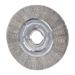 Weiler - 10" OD, 2" Arbor Hole, Crimped Stainless Steel Wheel Brush - 1-1/8" Face Width, 2" Trim Length, 0.0118" Filament Diam, 3,600 RPM - Exact Tooling