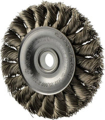Weiler - 3" OD, 1/2" Arbor Hole, Knotted Stainless Steel Wheel Brush - 3/8" Face Width, 5/8" Trim Length, 0.014" Filament Diam, 25,000 RPM - Exact Tooling