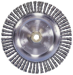 Weiler - 10" OD, 1-1/4" Arbor Hole, Knotted Steel Wheel Brush - 3/4" Face Width, 1-3/4" Trim Length, 0.014" Filament Diam, 4,500 RPM - Exact Tooling