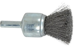 Weiler - 3/4" Brush Diam, Crimped, End Brush - 1/4" Diam Steel Shank, 22,000 Max RPM - Exact Tooling