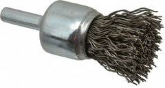 Weiler - 3/4" Brush Diam, Crimped, End Brush - 1/4" Diam Steel Shank, 22,000 Max RPM - Exact Tooling