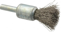 Weiler - 1/2" Brush Diam, Crimped, End Brush - 1/4" Diam Steel Shank, 25,000 Max RPM - Exact Tooling