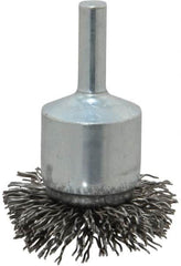 Weiler - 1-1/2" Brush Diam, Crimped, Flared End Brush - 1/4" Diam Shank, 20,000 Max RPM - Exact Tooling