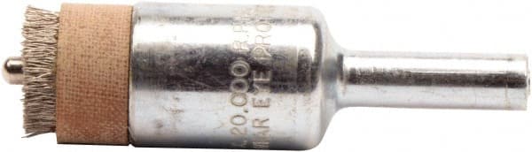 Weiler - 1/2" Brush Diam, Crimped, End Brush - 1/4" Diam Shank, 20,000 Max RPM - Exact Tooling