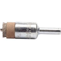 Weiler - End Brushes; Brush Diameter (Inch): 1/2 ; Fill Material: Stainless Steel ; Filament/Wire Diameter Range (Decimal Inch): 0.0201 and Above ; Filament/Wire Diameter (Decimal Inch): 0.0040 ; Wire Type: Crimped Wire ; Bridled: Yes - Exact Tooling