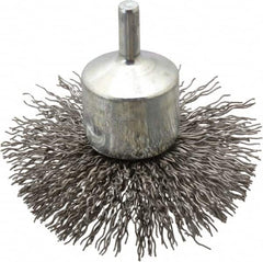 Weiler - 3" Brush Diam, Crimped, Flared End Brush - 1/4" Diam Shank, 16,000 Max RPM - Exact Tooling