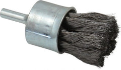 Weiler - 1-1/8" Brush Diam, Knotted, End Brush - 1/4" Diam Shank, 20,000 Max RPM - Exact Tooling