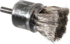 Weiler - 1-1/8" Brush Diam, Knotted, End Brush - 1/4" Diam Shank, 20,000 Max RPM - Exact Tooling