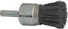 Weiler - 320 Grit, 3/4" Brush Diam, Crimped, End Brush - Extra Fine Grade, 1/4" Diam Shank, 10,000 Max RPM - Exact Tooling