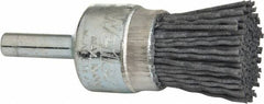 Weiler - 180 Grit, 3/4" Brush Diam, Crimped, End Brush - Very Fine Grade, 1/4" Diam Shank, 10,000 Max RPM - Exact Tooling