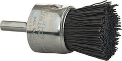 Weiler - 320 Grit, 1" Brush Diam, Crimped, End Brush - Extra Fine Grade, 1/4" Diam Shank, 10,000 Max RPM - Exact Tooling
