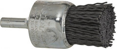 Weiler - 180 Grit, 1" Brush Diam, Crimped, End Brush - Very Fine Grade, 1/4" Diam Shank, 10,000 Max RPM - Exact Tooling