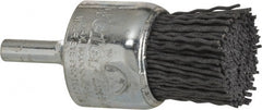 Weiler - 120 Grit, 1" Brush Diam, Crimped, End Brush - Fine Grade, 1/4" Diam Shank, 10,000 Max RPM - Exact Tooling