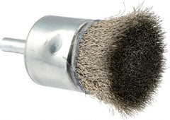 Weiler - 1" Brush Diam, Crimped, End Brush - 1/4" Diam Shank, 22,000 Max RPM - Exact Tooling