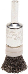 Weiler - 1/2" Brush Diam, Crimped, End Brush - 1/4" Diam Steel Shank, 20,000 Max RPM - Exact Tooling
