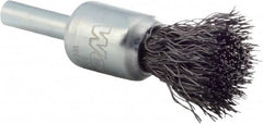 Weiler - 1/2" Brush Diam, Crimped, End Brush - 1/4" Diam Steel Shank, 25,000 Max RPM - Exact Tooling