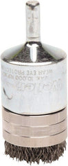 Weiler - 1" Brush Diam, Crimped, End Brush - 1/4" Diam Steel Shank, 10,000 Max RPM - Exact Tooling