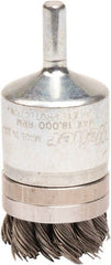 Weiler - 1-1/8" Brush Diam, Knotted, End Brush - 1/4" Diam Shank, 18,000 Max RPM - Exact Tooling
