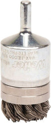 Weiler - 1-1/8" Brush Diam, Knotted, End Brush - 1/4" Diam Shank, 18,000 Max RPM - Exact Tooling