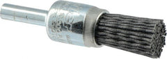 Weiler - 180 Grit, 1/2" Brush Diam, Crimped, End Brush - Very Fine Grade, 1/4" Diam Shank, 10,000 Max RPM - Exact Tooling