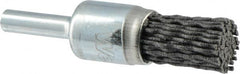 Weiler - 120 Grit, 1/2" Brush Diam, Crimped, End Brush - Fine Grade, 1/4" Diam Shank, 10,000 Max RPM - Exact Tooling