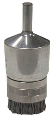 Weiler - 180 Grit, 3/4" Brush Diam, Crimped, End Brush - Very Fine Grade, 1/4" Diam Shank, 10,000 Max RPM - Exact Tooling