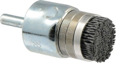 Weiler - 120 Grit, 1" Brush Diam, Crimped, End Brush - Fine Grade, 1/4" Diam Shank, 10,000 Max RPM - Exact Tooling