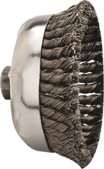 Weiler - 6" Diam, 5/8-11 Threaded Arbor, Steel Fill Cup Brush - 0.035 Wire Diam, 1-3/8" Trim Length, 6,600 Max RPM - Exact Tooling