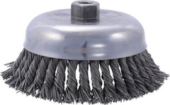 Weiler - 6" Diam, 5/8-11 Threaded Arbor, Steel Fill Cup Brush - 0.035 Wire Diam, 1-5/8" Trim Length, 6,000 Max RPM - Exact Tooling
