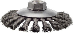 Weiler - 4-1/2" OD, 5/8-11 Arbor Hole, Knotted Steel Wheel Brush - 3/8" Face Width, 1" Trim Length, 0.014" Filament Diam, 12,500 RPM - Exact Tooling