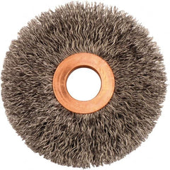 Weiler - 3" OD, 5/8" Arbor Hole, Crimped Steel Wheel Brush - 5/8" Face Width, 15/16" Trim Length, 0.0118" Filament Diam, 20,000 RPM - Exact Tooling