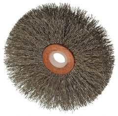Weiler - 3" OD, 1/2" Arbor Hole, Crimped Stainless Steel Wheel Brush - 5/8" Face Width, 1" Trim Length, 0.008" Filament Diam, 20,000 RPM - Exact Tooling