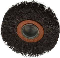 Weiler - 2" OD, 1/4" Shank Diam, Crimped Steel Wheel Brush - 3/8" Face Width, 1/2" Trim Length, 0.006" Filament Diam, 20,000 RPM - Exact Tooling