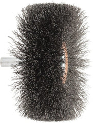 Weiler - 3" OD, 1/4" Shank Diam, Crimped Steel Wheel Brush - 1" Face Width, 15/16" Trim Length, 0.008" Filament Diam, 20,000 RPM - Exact Tooling