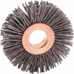 Weiler - 2" OD, 1/2" Arbor Hole, Nylon Wheel Brush - 3/8" Face Width, 1/2" Trim Length, 0.04" Filament Diam, 10,000 RPM - Exact Tooling