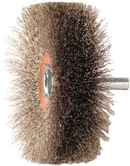 Weiler - 3" OD, 1/4" Shank Diam, Crimped Stainless Steel Wheel Brush - 1" Face Width, 15/16" Trim Length, 0.008" Filament Diam, 20,000 RPM - Exact Tooling